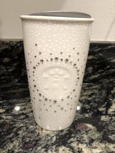 Starbucks  Swarovski Ceramic Tumbler - White - 12oz RARE HTF  2016