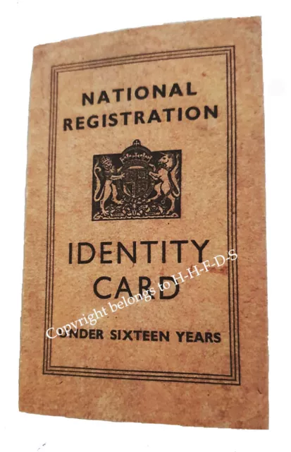 1940s/WW2 Blitz Wartime Memorabilia Kids-under 16 IDENTITY CARD Great for School