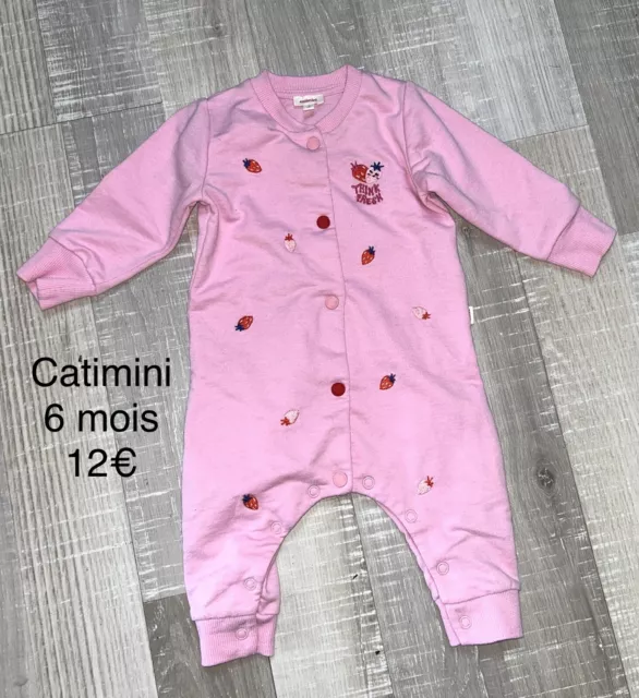 Catimini 6 MOIS : Combinaison Coton Motif Fraise TBE