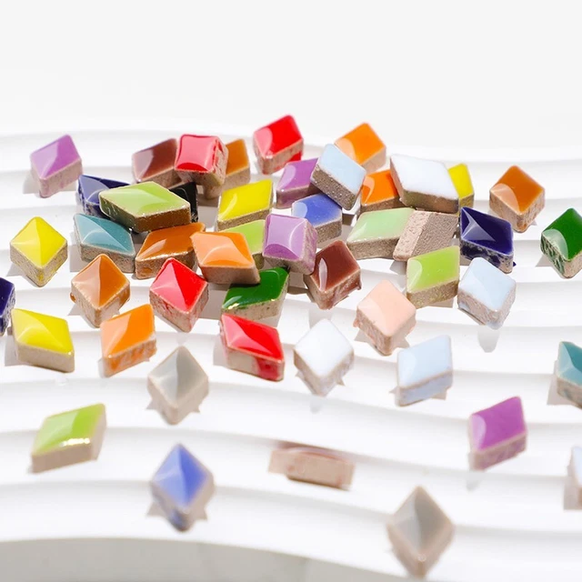 Rhombus Ceramic Mosaic Tiles Tiny Porcelain Insert Crafts Art Pieces Mosaics