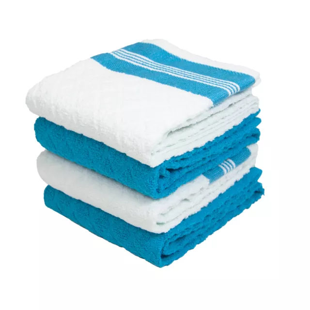 4 Pack of Kitchen Towels - Diamond Pattern - Soft Cotton 15x25 Dish Towel Set