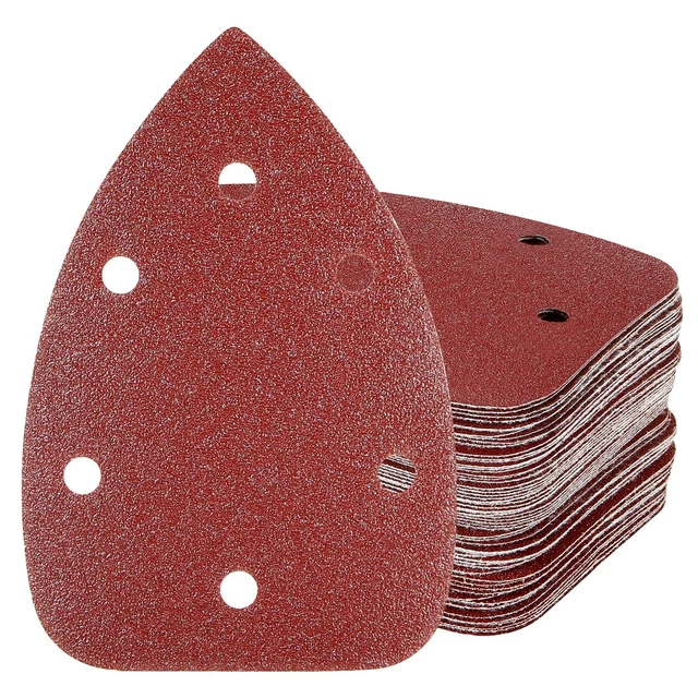100 Carte Abrasive Triangolari Per Levigatrice Delta &ndash; 90x90 Mm, Attacco Velcro, Mix Grana