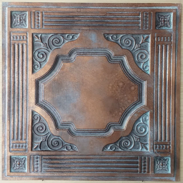 Faux tin vintage Ceiling tiles weather copper decor wall panels PL65 10pcs/lot