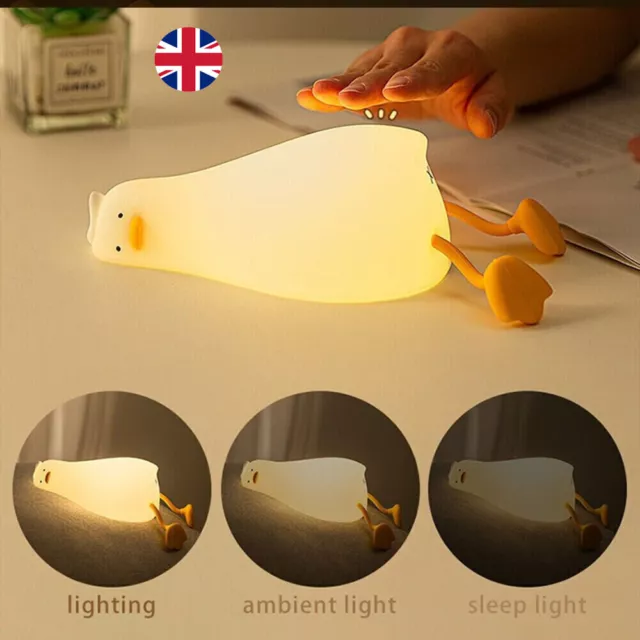 LED Night Light - Dimmable Bedside Nursery Touch Lamp for Kids Lying Duck Shape 3