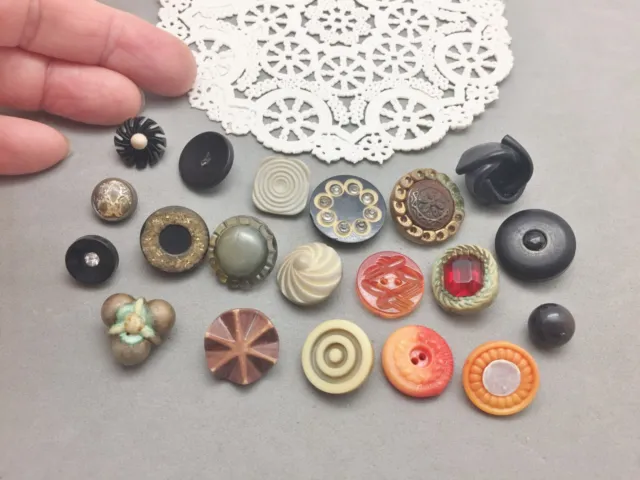 Vintage Celluloid Button Lot 20 Art Deco 7/8"-1/4" Multicolor Sewing Clothes