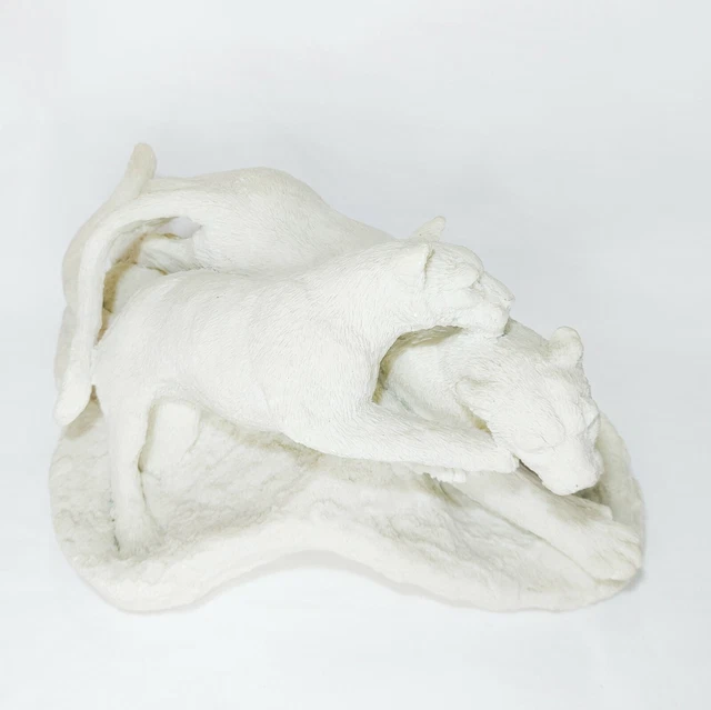 Winterlight Statue Snow Play Mountain Lions Cougars 1992 Resin Statue Figurine