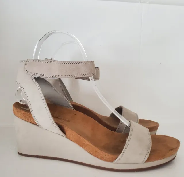 LUCKY BRAND Kanoa Sandals Womens 7.5 M Gray Wedge Ankle Strap Shoes Casual