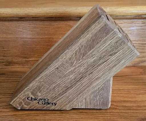 Cuchillo de cubiertos de Chicago bloque madera 9 ranuras 9x11x4 de colección cocina con patas en muy buen estado