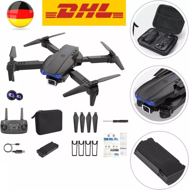 Faltbar Quadrocopter RC Drone WIFI FPV Selfie Drohne mit 4K HD Kamera &  3Akkus