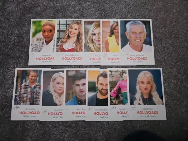 Bundle of Hollyoaks pre-printed cast cards -issued to "Paul" on the back