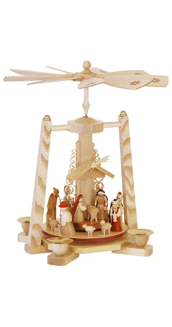 Pyramide de Noël scène de la Nativité, hauteur 27 cm, Erzgebirge.. RG 01623 neuf