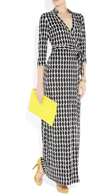 2 4 Diane Von Furstenberg Abigail Slice Silk Wrap Maxi Dress Nwot~