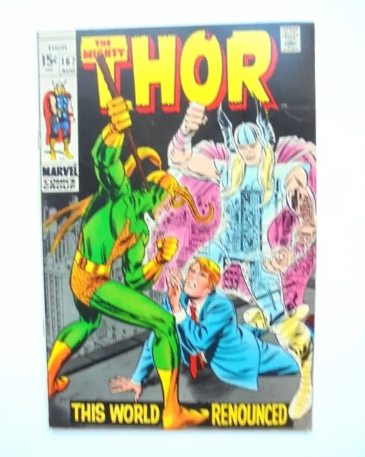 The Mighty Thor  Aug #167/Silver Age Marvel Comic Book/Loki/VF+ 12 ¢ Stan Lee