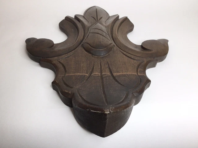 Antique Carved Wood Plaque Medallion Furniture Embellishment 18 x 14 x 3 2