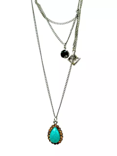 Boho Women Multi Layer Long Chain Pendant Beads Necklace Crystal Choker Jewelry