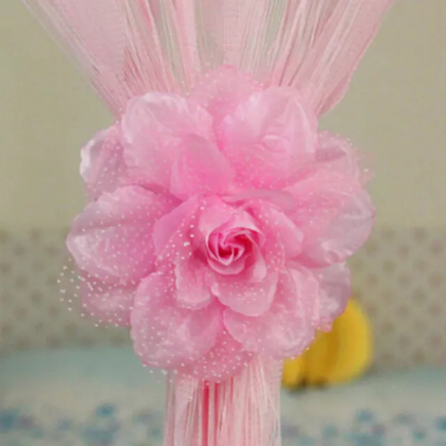 Beautiful Rose Flower Tie Holdbacks/Backs For Voile Net Curtain Panel YI 3