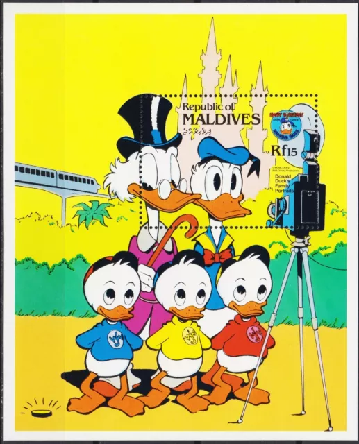 Maldives 1984 Disney Donald's Family Camera Photos Photography Cartoons m/s MNH