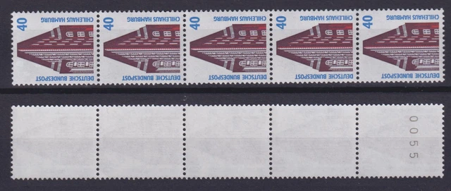 Bund 1379 v RM 5er Streifen mit ungerader 4 stelliger Nummer SWK 40 Pf **