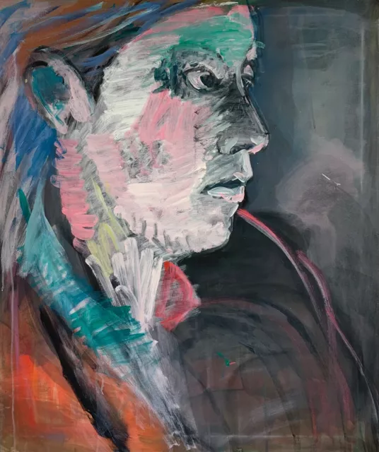 Brigitte Tietze West-Berlin Pintura Al Óleo Retrato Cabeza Un Mujer #24 Expessiv