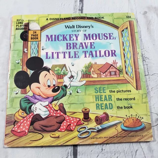 Disneyland Record & Book Walt Disneys Story Of Mickey Mouse, Brave Little Tailor