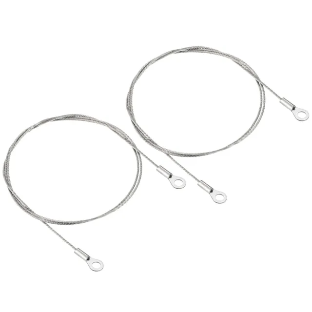 2Pcs 1.5mmx80cm Steel Security Cable 5mm ID Eyelets Ended Safety Wire Rope
