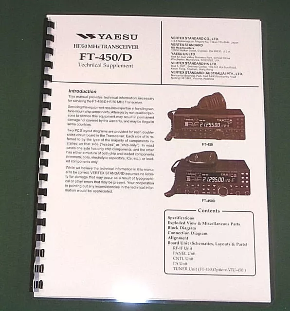 Yaesu FT-450D Technical Supplement: With Complete Set of 11"X17" Color Foldouts!