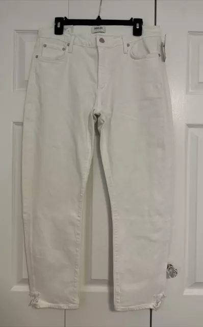 NWT Women’s AGOLDE Jeans Toni Mid-Rise Straight Size 31 White Glowed Distressed