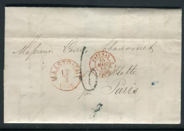 Pays Bas - Lettre avec texte de Maastricht pour la France en 1856 - réf S20