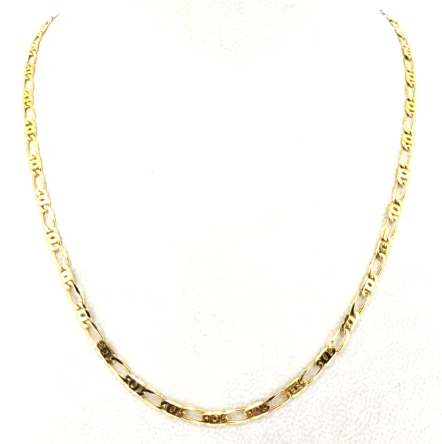 Solid 9ct Gold 3.4mm Fancy Figaro Chain 20inch 8.1g U.K Hallmark RRP £650