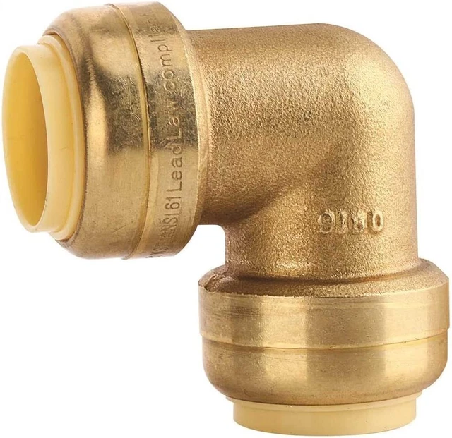 Premier Brass Push On Fit Elbow, 2 PACK ,  1 In.X 1 in., Lead-Free Plumbing Pex