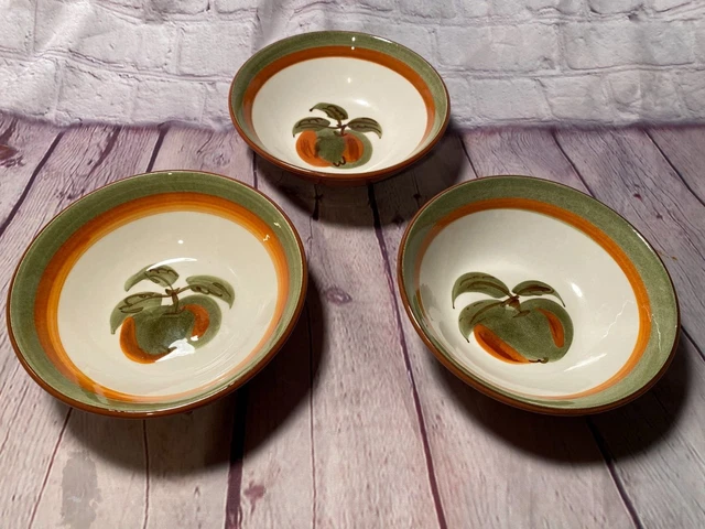 Stangl Pottery Vintage Lot of Three Orchard Song Fruit 5.5 Inch Bowls Dura Fired