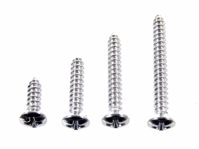 Toyota Chrome Oval Head Trim Screws- #6 x 1/2" to 1-1/4"- 100pcs (25ea)- #338