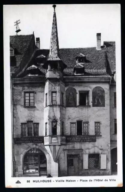 38098 AK Mülhausen Mulhouse Elsass Vieille Maison Place l`Hotel de Ville um 1920