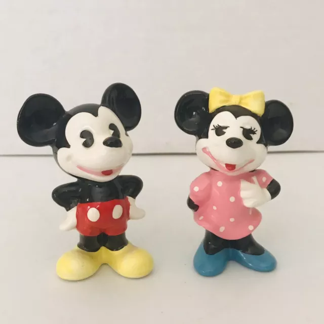 Vtg 1960s Mickey Minnie Mouse Set Ceramic Figurine Walt Disney Productions Japan