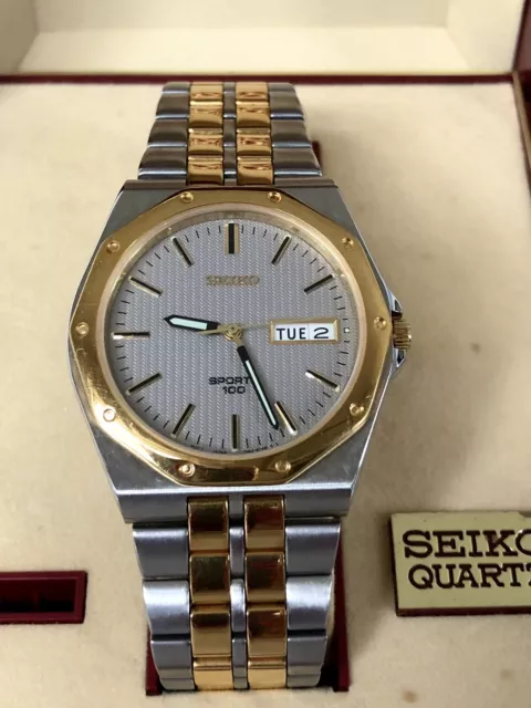 RARE SEIKO ROYAL OAK Vintage 7N43-8B10 Day Date Men's Watch NEW