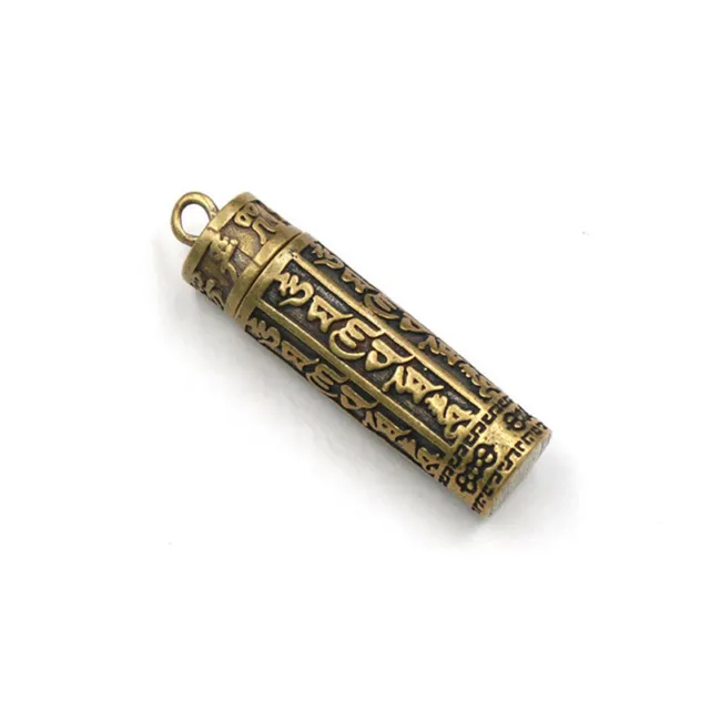 Hollow Brass Buddha Bottle Sutra Cylinder Pendant Keychain Necklace Jewelry