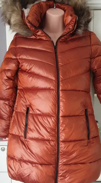 New NEXT Age 11 Years Old Girls Padded Fur Hood Coat, Shower Resistant, BNWT
