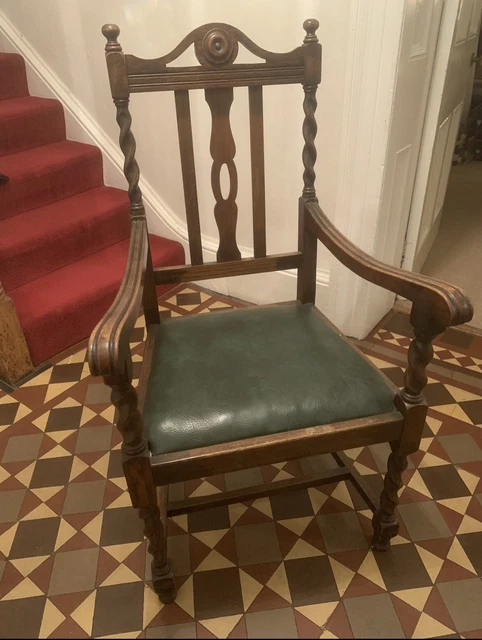 2 x vintage (oak?) carver dining chairs