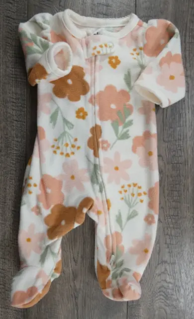 Baby Girl Clothes Child Mine Carter's Fleece Preemie Cute Floral Footed Outfit