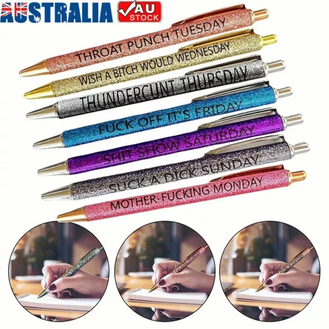 7PCS FUNNY SEVEN Days of The Week Pen Fun Ballpoint Pens Daily Pen for V  $14.72 - PicClick AU