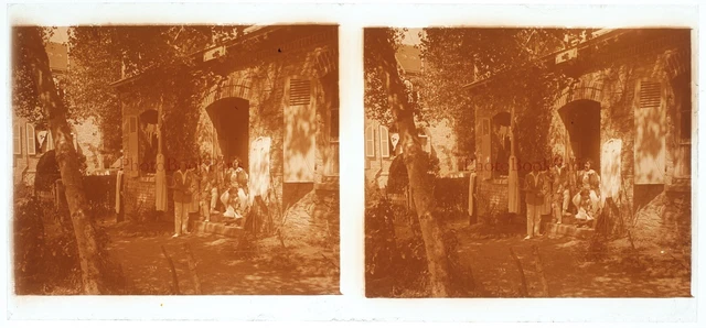 FRANCE Family Tennis c1930 Photo Stereo Glass Plate Vintage P29L14n15 2