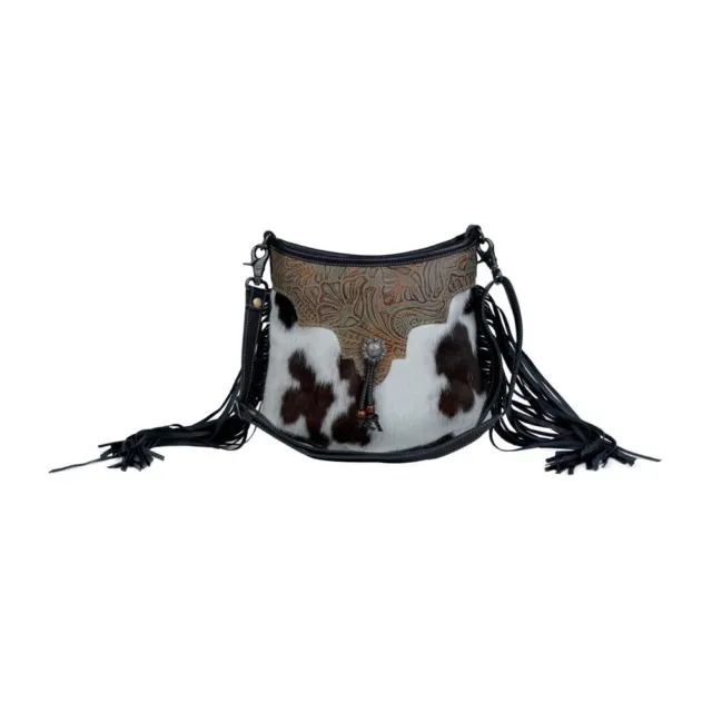 Myra Configure Leather & Hair On Shoulder Bag- Myra Bag Fringed Crossbody