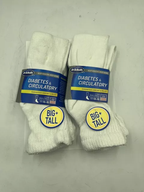 2 Pack (4 Pairs) Dr. Scholl's Men's Diabetic Ankle Socks BIG & TALL Size 13-15