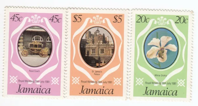 MNH - Jamaïque, 1981 Mariage Royal, Ensemble De 3 Tampon, AH0122