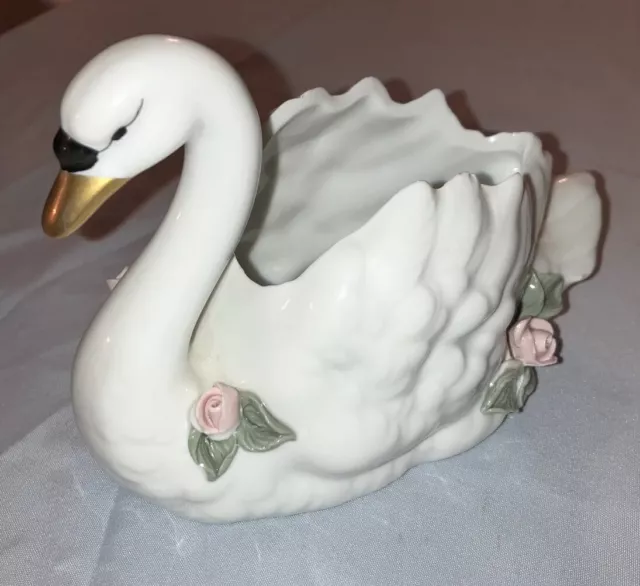 Vintage Gerold-Porzellan porcelain swan vase made in west Germany