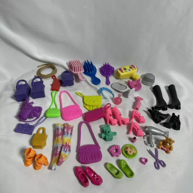 Mixed Lot of Barbie Doll Accessories shoes, boot, brush, bags, backpack, camera