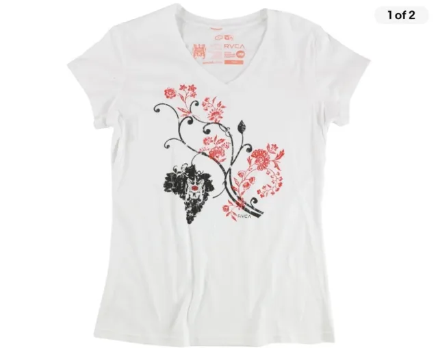 RVCA Womens Flowers Graphic T-Shirt, White, Large