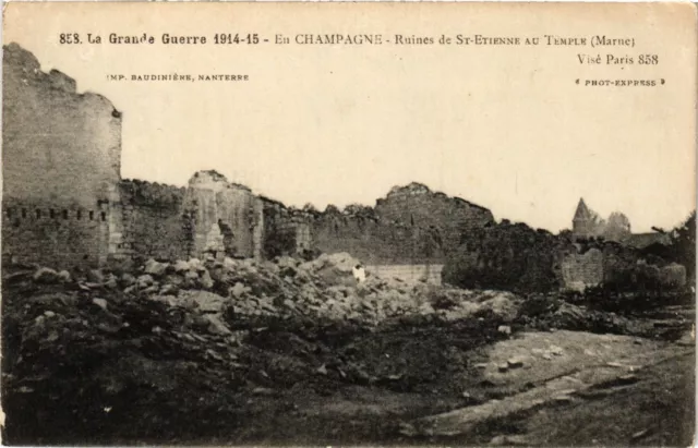 CPA Militaire, En Champagne - Ruines de St-Etienne au Temple (277860)
