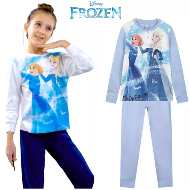 Pigiama bambina invernale Disney FROZEN caldo cotone interlock bimba lungo