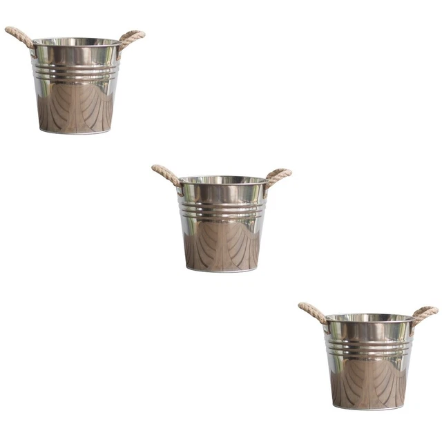 3 pcs Verzinkt Oval Pflanzer Metall Rustikalen Eimer